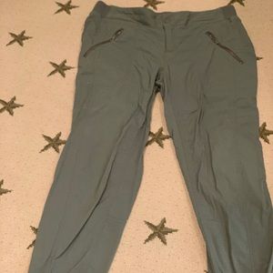 Olive green ankle length light-weight pants.